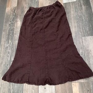 Match Point USA 100% linen maxi skirt chocolate brown size L Vintage